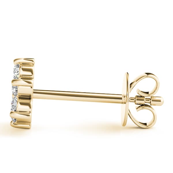 Flower Cluster Earrings (0.21 ct. tw.), Side view in yellow gold