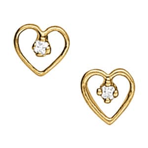 Accented Heart Shape Earrings — White Gold