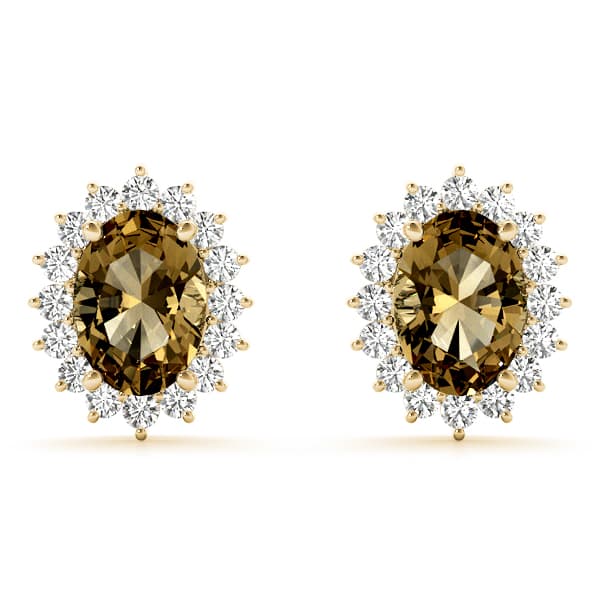 Oval Halo Earring Stud (3/8 ct. tw.), Front view in yellow gold