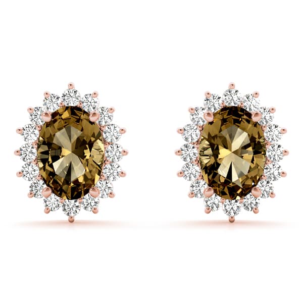 Oval Halo Earring Stud (0.28 ct. tw.), Front view in rose gold