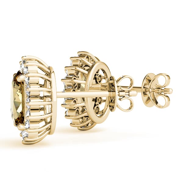 Oval Halo Earring Stud (3/8 ct. tw.), Angle view in yellow gold