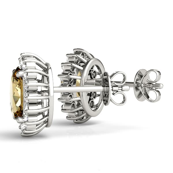 Oval Halo Earring Stud (0.28 ct. tw.), Angle view in white gold or platinum