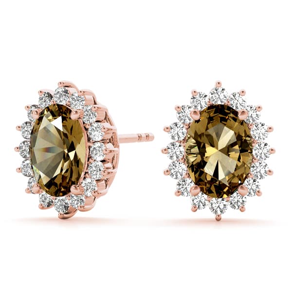 Oval Halo Earring Stud (0.28 ct. tw.), On hand view in rose gold
