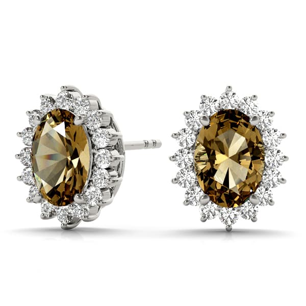 Oval Halo Earring Stud (0.28 ct. tw.), On hand view in white gold or platinum