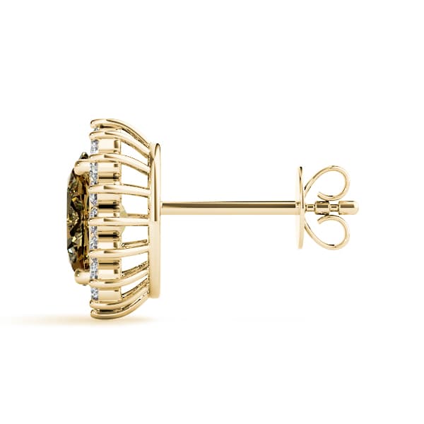 Oval Halo Earring Stud (3/8 ct. tw.), Side view in yellow gold