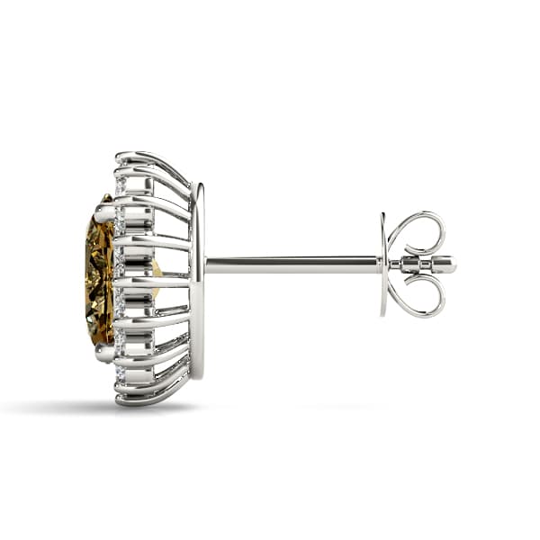 Oval Halo Earring Stud (0.28 ct. tw.), Side view in white gold or platinum
