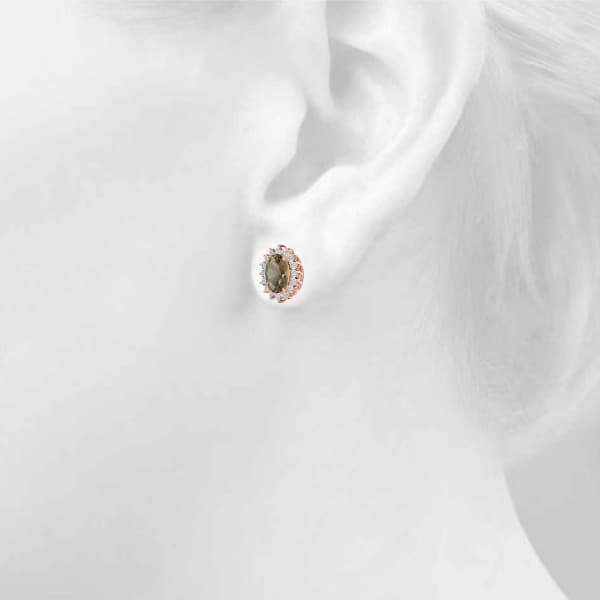 Oval Halo Earring Stud (0.28 ct. tw.), Top view in rose gold