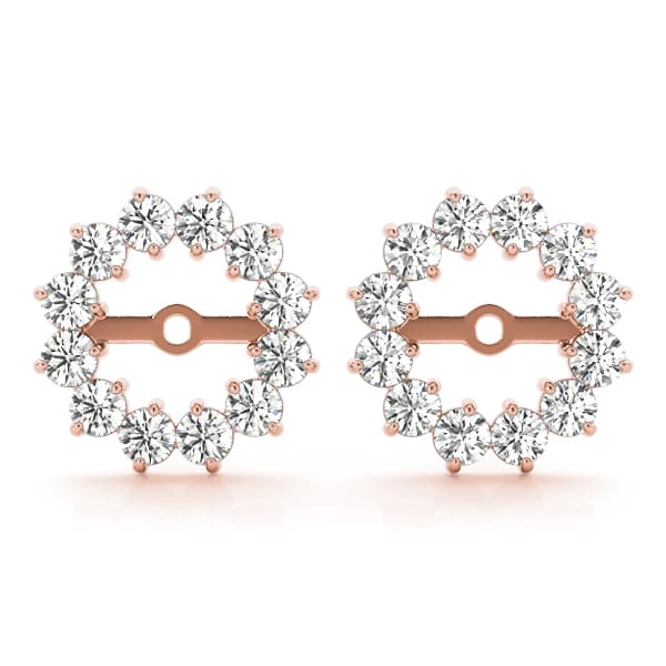 Round Halo Earring Jackets (5.1mm) (0.6 ct. tw.), Front view in rose gold
