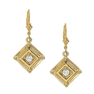 Single Stone Milgrain Earrings — White Gold