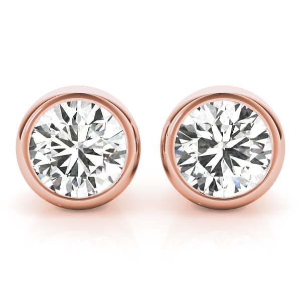 Single Stone Earring (7 ct. tw.), Front view in rose gold