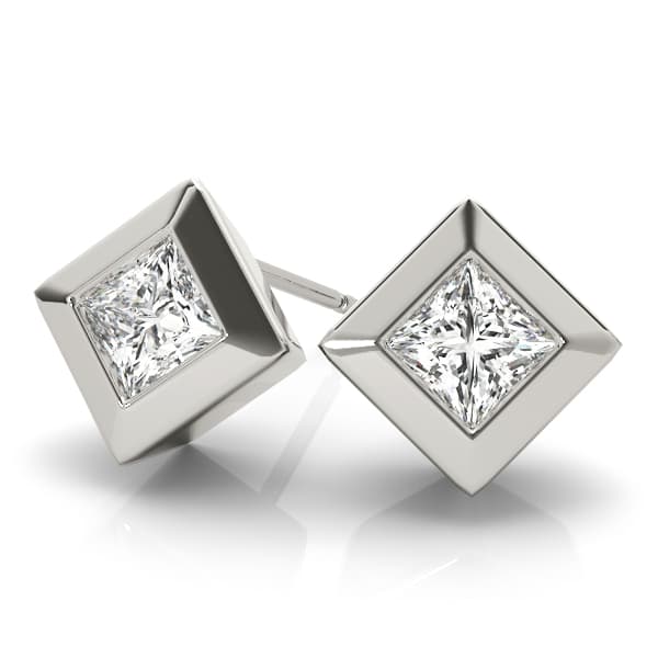 Princess Cut Diamond Stud Earrings (1 1/3 ct. tw.), Angle view in white gold or platinum
