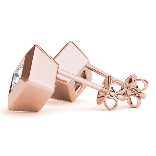 Princess Cut Diamond Stud Earrings (3/4 ct. tw.), On hand view in rose gold