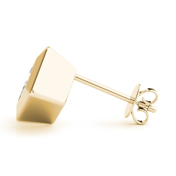 Princess Cut Diamond Stud Earrings (1/2 ct. tw.), Side view in yellow gold