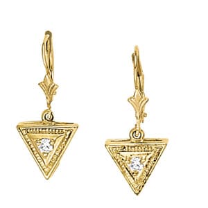 Earrings Single Stone Matching 30406 — White Gold