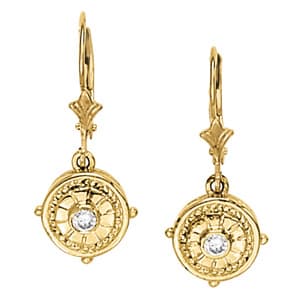 Earrings Single Stone Matching 30408 — White Gold