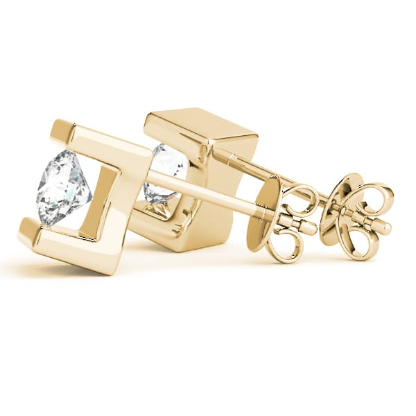 Bar Set Solitaire Studs (1/2 ct. tw.), Angle view in yellow gold