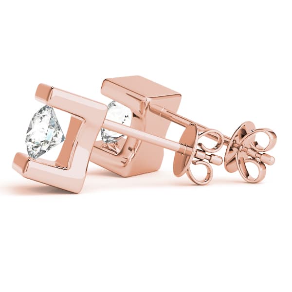 Bar Set Solitaire Studs (1 ct. tw.), Angle view in rose gold