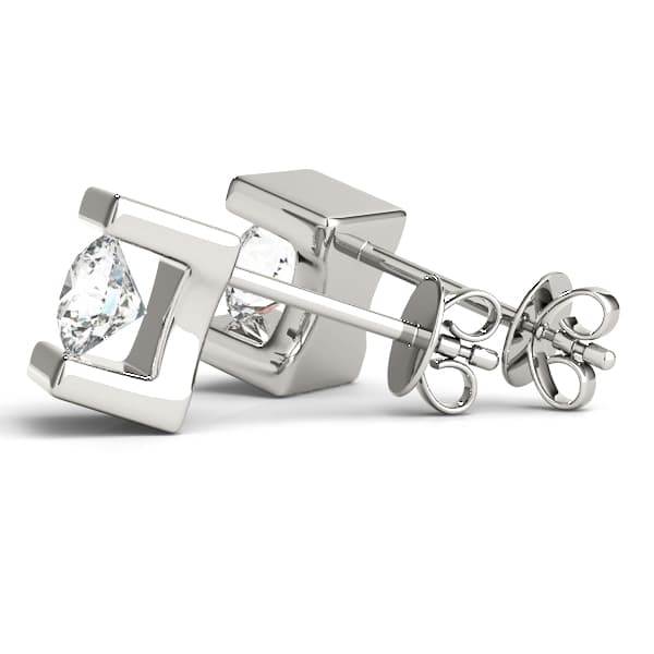 Bar Set Solitaire Studs (1/2 ct. tw.), Angle view in white gold or platinum