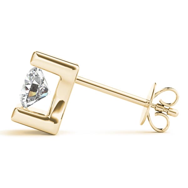 Bar Set Solitaire Studs (1/2 ct. tw.), Side view in yellow gold