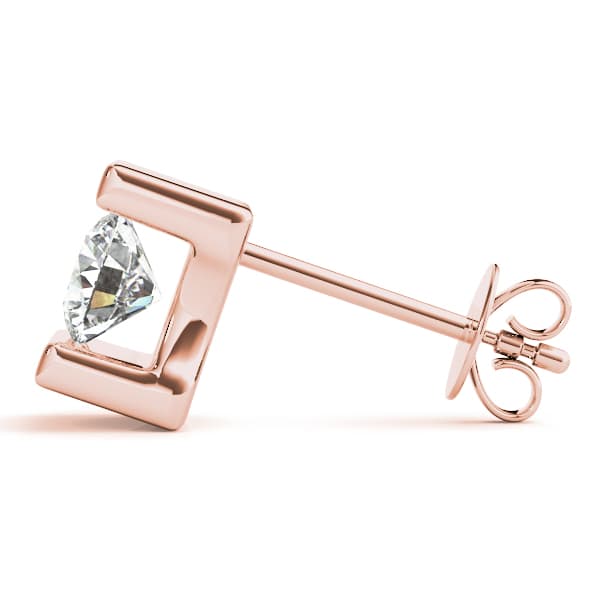 Bar Set Solitaire Studs (1 ct. tw.), Side view in rose gold
