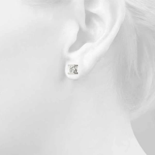 Bar Set Solitaire Studs (1/2 ct. tw.), Top view in white gold or platinum