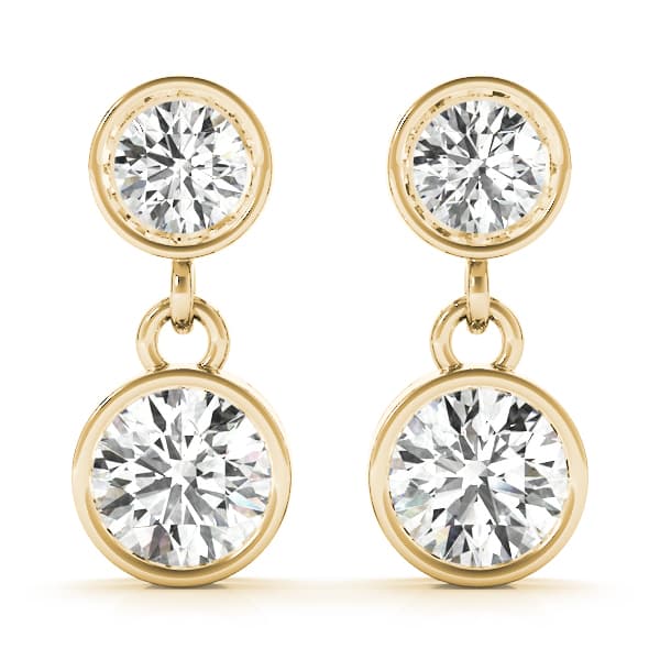 Two-Stone Diamond Dangler Earrings (0.4 ct. tw.), Front view in yellow gold