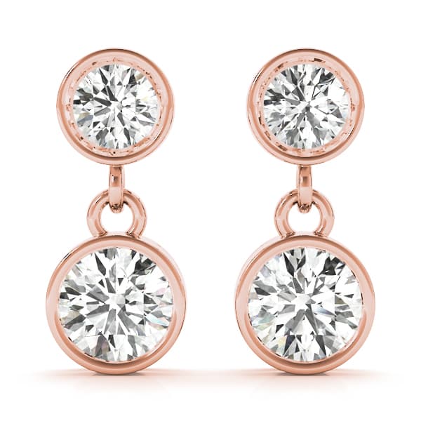 Two-Stone Diamond Dangler Earrings (0.2 ct. tw.), Front view in rose gold