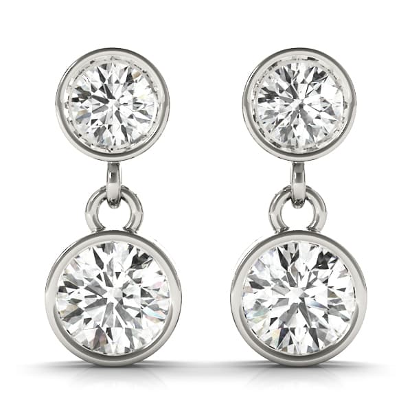 Two-Stone Diamond Dangler Earrings — .50 CT — View 1
