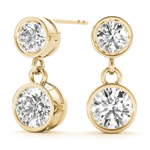 Two-Stone Diamond Dangler Earrings (0.4 ct. tw.), On hand view in yellow gold