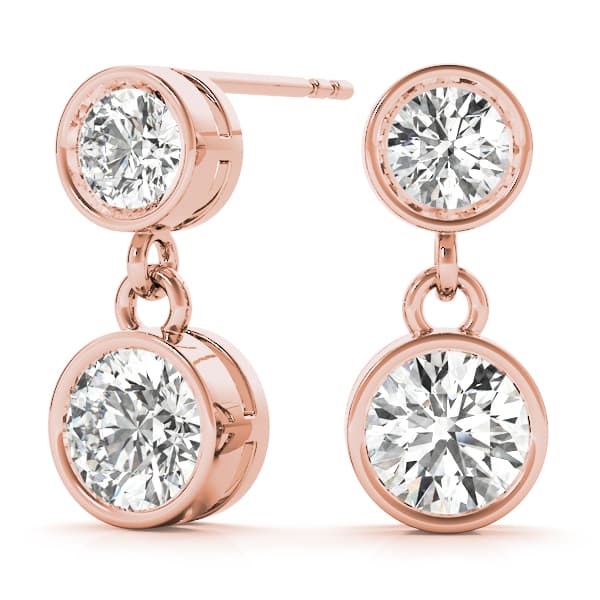 Two-Stone Diamond Dangler Earrings (0.2 ct. tw.), On hand view in rose gold