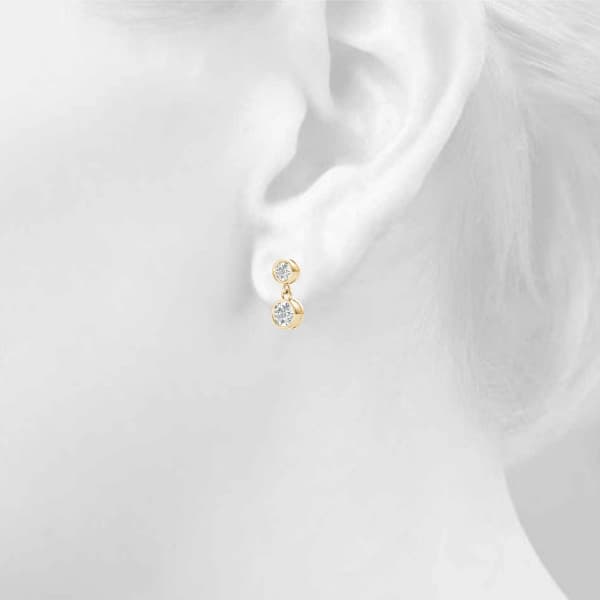 Two-Stone Diamond Dangler Earrings (0.4 ct. tw.), Top view in yellow gold