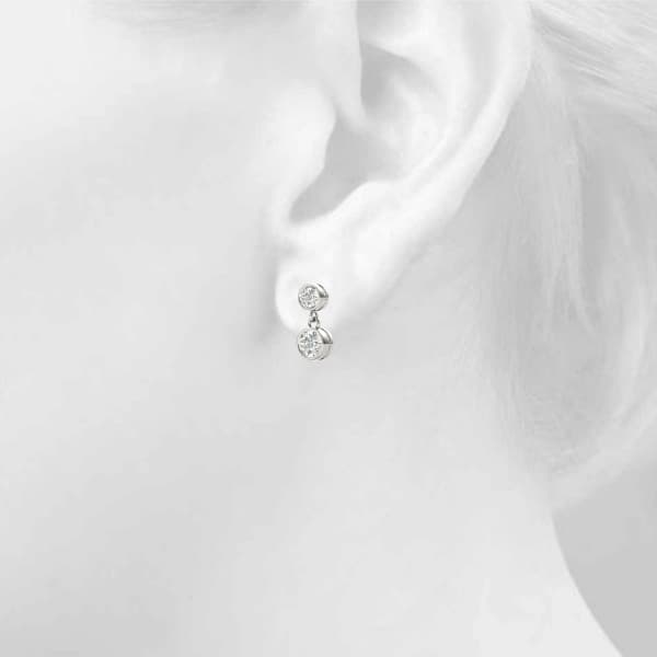 Two-Stone Diamond Dangler Earrings (0.4 ct. tw.), Top view in white gold or platinum