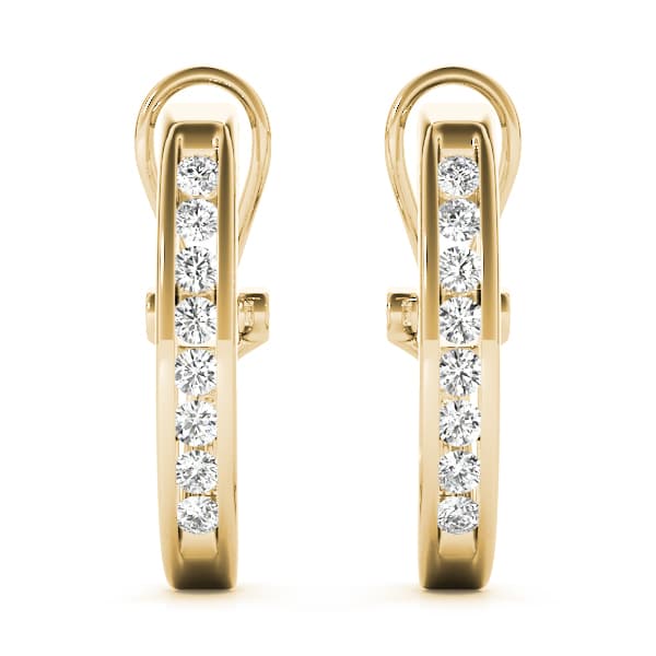 Channel Set Omega Back Hoop Earrings (2 ct. tw.), Angle view in yellow gold
