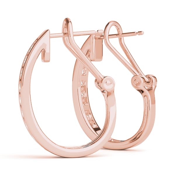 Channel Set Omega Back Hoop Earrings (2 ct. tw.), On hand view in rose gold