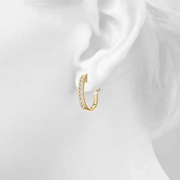 Channel Set Omega Back Hoop Earrings (2 ct. tw.), Top view in yellow gold