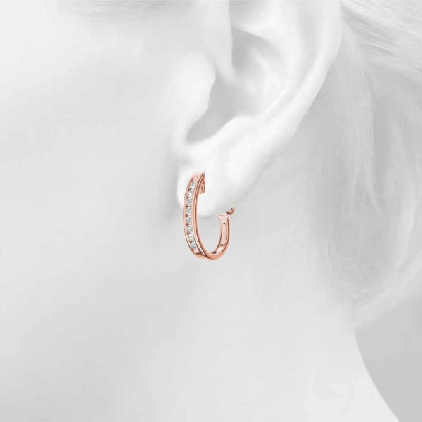 Channel Set Omega Back Hoop Earrings (2 ct. tw.), Top view in rose gold