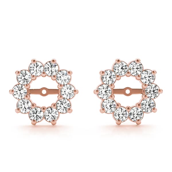Round Halo Earring Jackets (6.2mm) (0.6 ct. tw.), Front view in rose gold