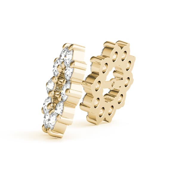 Round Halo Earring Jackets (6.2mm) (0.6 ct. tw.), Side view in yellow gold