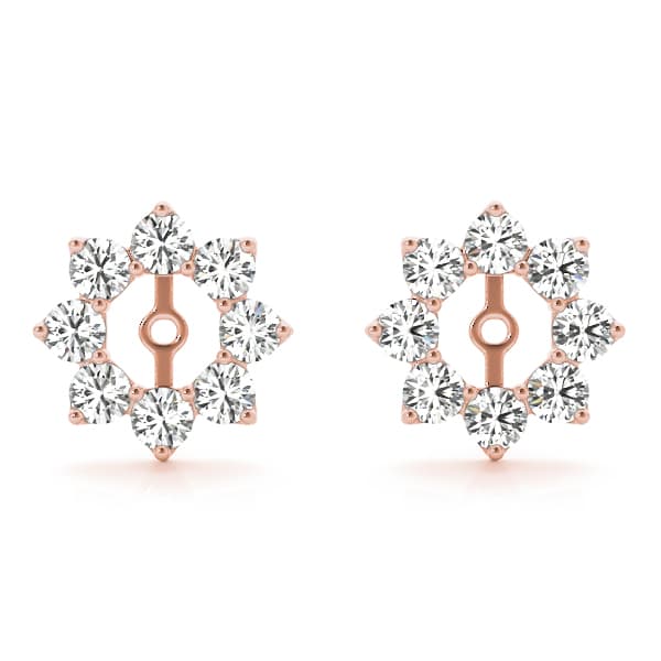 Halo Earring Jackets (5mm) (0.96 ct. tw.), Front view in rose gold