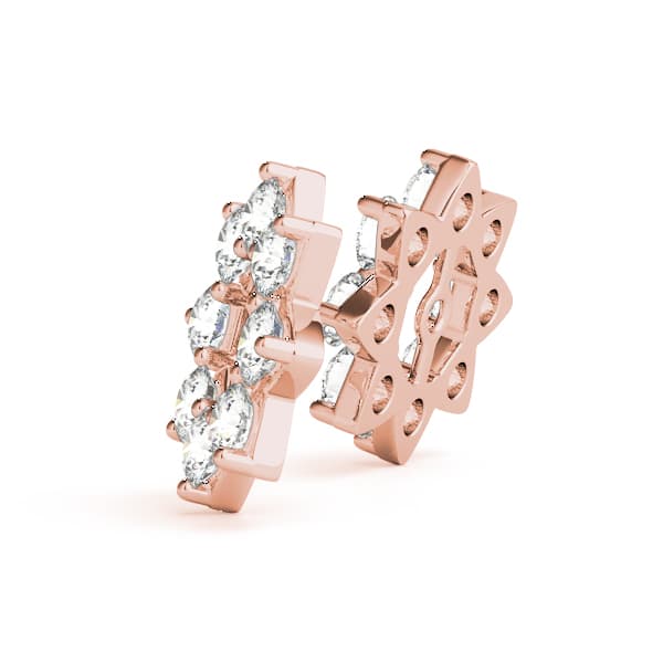 Halo Earring Jackets (5mm) (0.96 ct. tw.), Side view in rose gold
