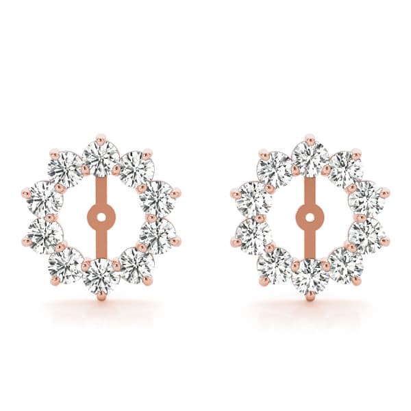 Round Halo Earring Jackets (7mm) (2 ct. tw.), Front view in rose gold