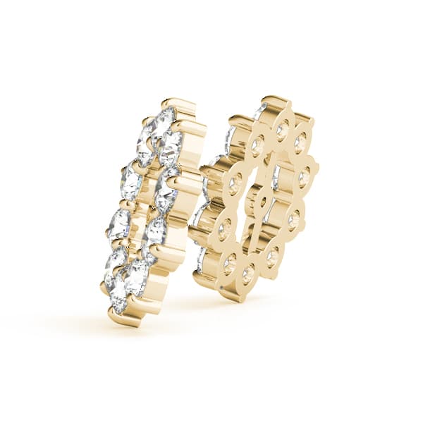 Round Halo Earring Jackets (7mm) (2 ct. tw.), Side view in yellow gold