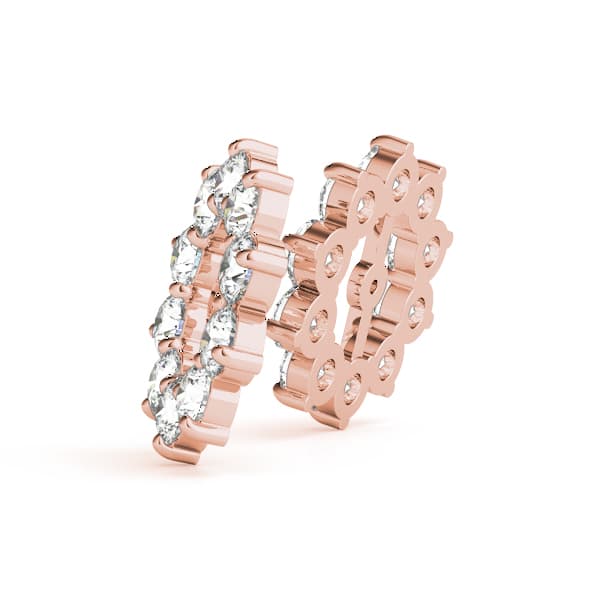 Round Halo Earring Jackets (7mm) (2 ct. tw.), Side view in rose gold