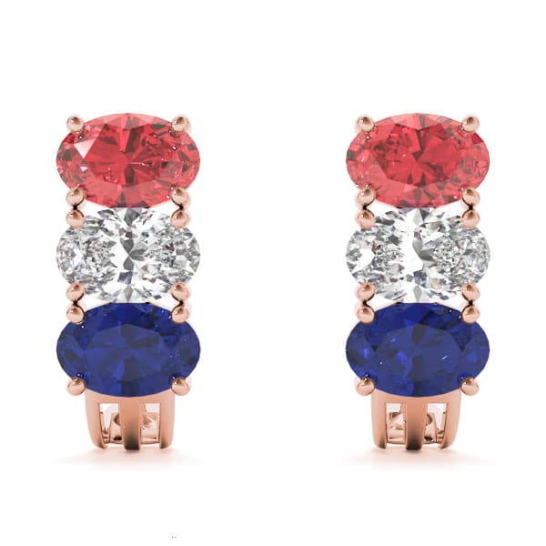 Color Oval Earring, Front view in rose gold