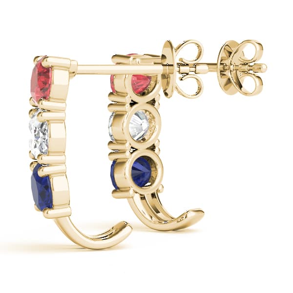 Color Oval Earring, Angle view in yellow gold