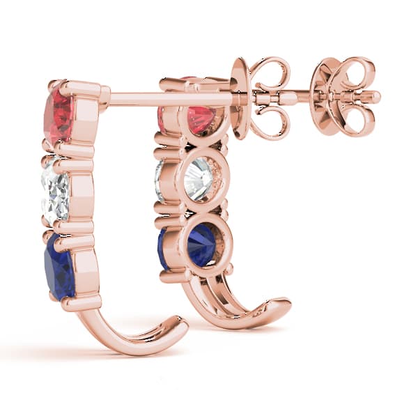 Color Oval Earring, Angle view in rose gold