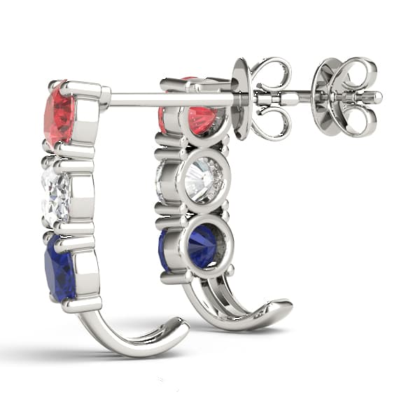 Color Oval Earring, Angle view in white gold or platinum