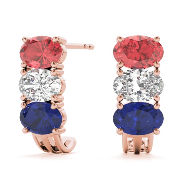 Color Oval Earring, On hand view in rose gold
