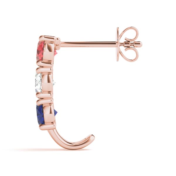 Color Oval Earring, Side view in rose gold