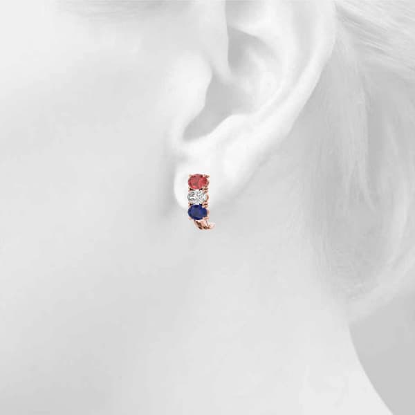 Color Oval Earring, Top view in rose gold